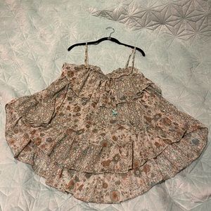 Cute sheer tank top xl tassels tie back used